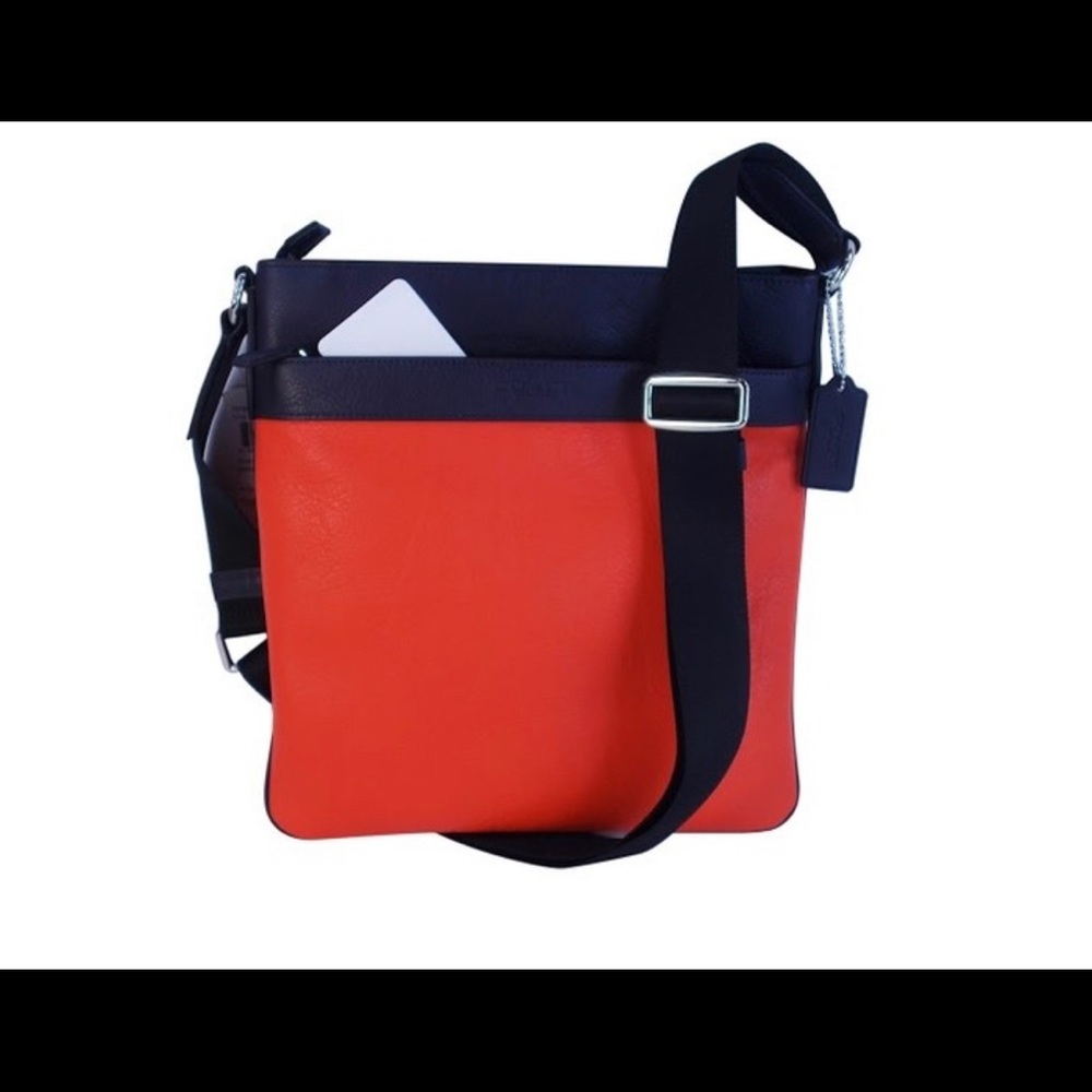 Coach Leather Bowery Orange & Blue Crossbo…